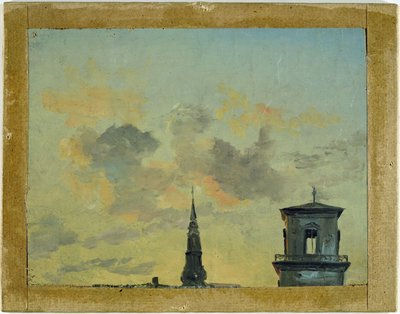 Two Towers in Copenhagen Against the Evening Sky by Johan Christian Dahl